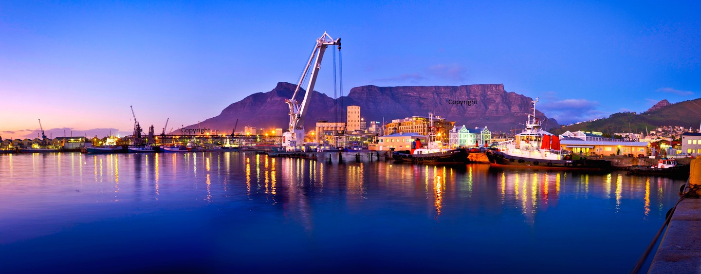 Cape Town harbour beneath Table Mountain
